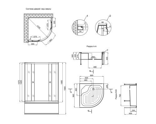 Душова кабіна Lidz Latwa SC90x90.SAT.HIGH.GR, скло тоноване 4 мм