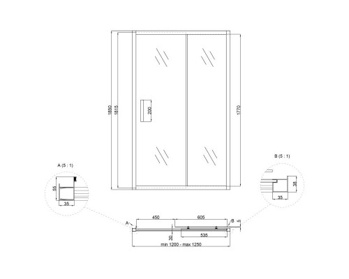 Душові двері в нішу Lidz Zycie SD120x185.CRM.FR, скло Frost 5 мм