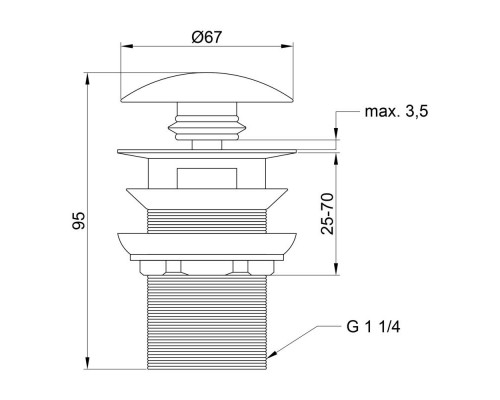 Донний клапан для раковини Lidz (CRM) 47 00 003 00 з переливом