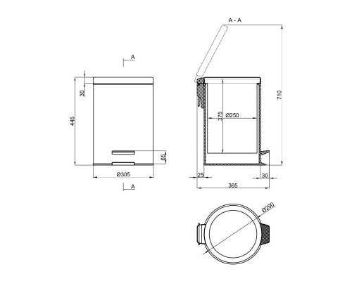 Lidz Ведро для мусора  (MCR) 121.01.20 20 л