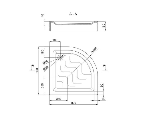 Lidz Душевой поддон  Kupala ST80x80x16