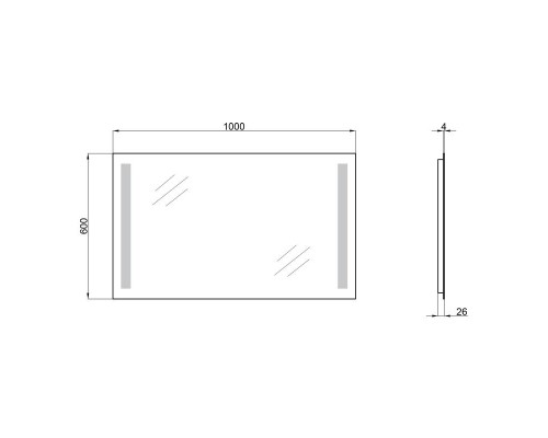 Дзеркало 1000х600 Qtap Mideya New з LED-підсвічуванням, Reverse QT20781403W
