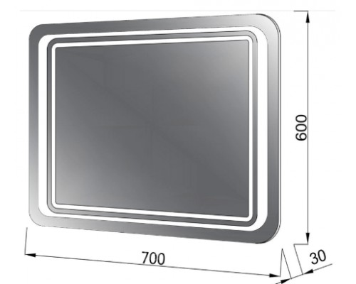 KVELL Зеркало универсальное LED 700х600 №1