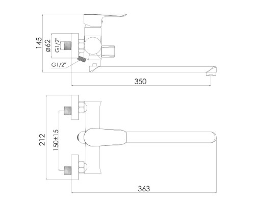 IMPRESE VACLAV f03206410AB Смеситель для ванны, черный матовый, 35 мм