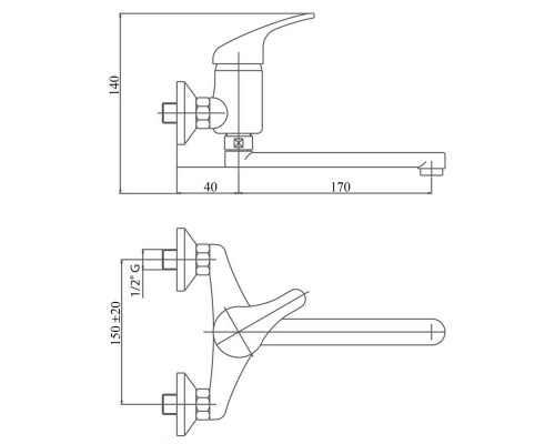 Gromix Змішувач Gromix 009 для кухні настінний (k35) SW