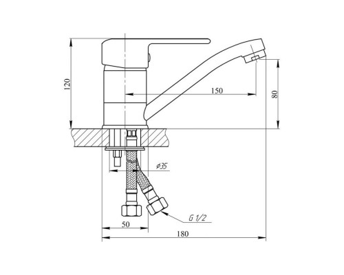 G-Ferro Змішувач G-Ferro (GFE) Hansberg 002М для кухні 15 см (k40) SW