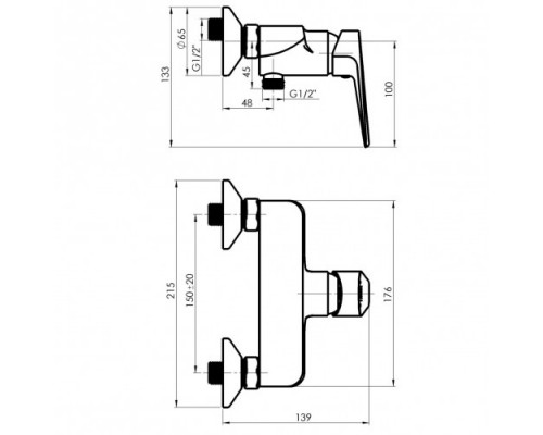 RUBINETA Змішувач для душу Rubineta (12/K) лійка шланга DN20K08