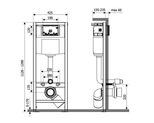 QTAP Инсталляция для унитаза  Nest M425-M08CRM с панелью смыва Chrome