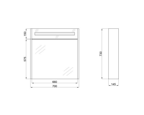Дзеркальна шафа підвісна Qtap Robin 700х730х145 White з LED-підсвічуванням QT1377ZP7001W