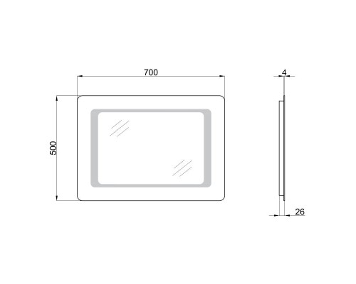 Дзеркало 500х700 Qtap Leo з LED-підсвічуванням, Reverse QT117812086080W