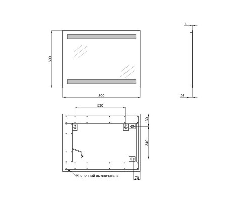 Дзеркало 600х800 Qtap Mideya New з LED-підсвічуванням, Reverse QT2078142270100W
