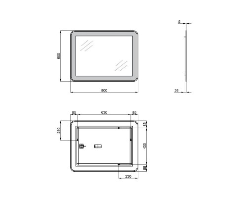 Дзеркало 600x800 Qtap Swan з LED-підсвічуванням, Reverse QT167814146080W