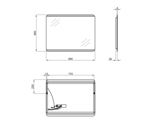 Дзеркало 600x800 Qtap Tern з LED-підсвічуванням QT177812086080W