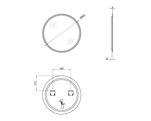 Дзеркало R800 Qtap Virgo з LED-підсвічуванням QT1878250680W