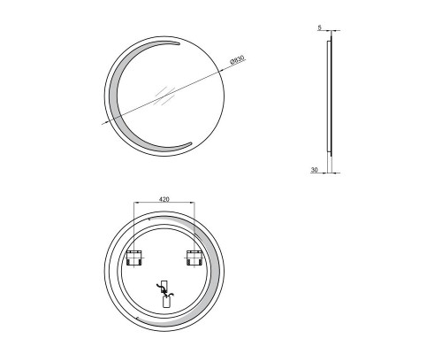 Дзеркало R830 Qtap Robin з LED-підсвічуванням QT13782601W