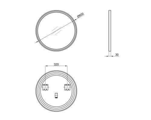 Дзеркало R600 Qtap Robin  Black з LED-підсвічуванням QT13786502B
