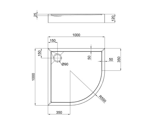 Душовий піддон Qtap Robin 301112 100x100x12 см + сифон