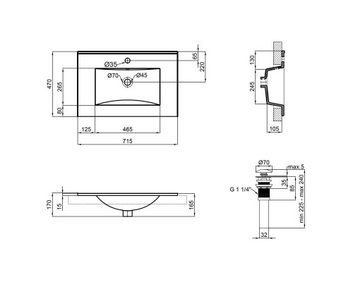 Раковина Qtap Albatross New 710x465x180 White з донним клапаном  QT0111750670W1