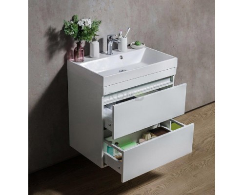 FANCY MARBLE (Rodos 700) Шафа підвісна з умивальником зі штучного каменю  "Rodos 700" 685х575х348  серая