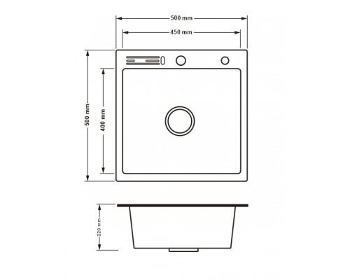 Мийка для кухні інтегрована з полицею для ножів Handmade LH5050T (LDLH5050TBRU43022)