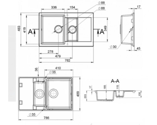 Кухонна мийка Miraggio LaPas (BLACK SHINE) (0002247)