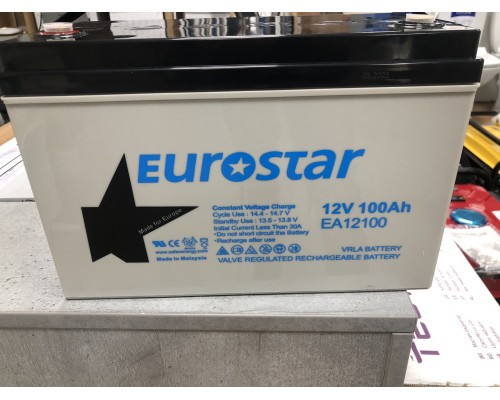 EUROSTAR EA12100  Акумулятор 100Ah/12В, технологія GEL (Малайзія)