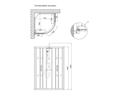 Душовий бокс Lidz Majatek SB90x90.BLA.LOW.TR, скло прозоре 5 мм