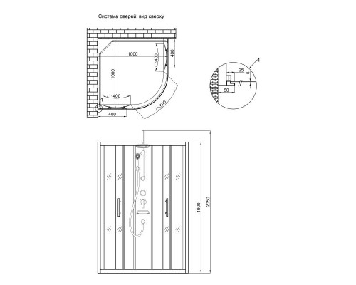 Душовий бокс Lidz Majatek SB100x100.BLA.LOW.TR, скло прозоре 5 мм