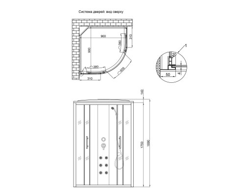 Гідромасажний бокс Lidz Majatek SBM90x90.BLA.HIGH.TR, скло прозоре 5 мм