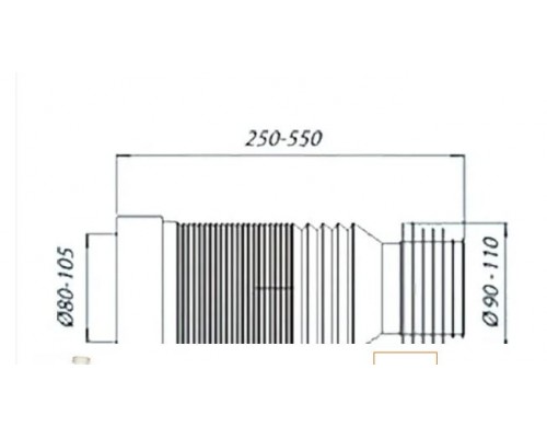 SOLOPLAST ГУ550  Гофра для унітазу D-110 мм длина 230 мм-500 мм