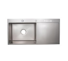 Кухонна мийка QTAP  LH10050B Brush 3.0 / 1.0 mm з полицею для ножів Grey Lidz