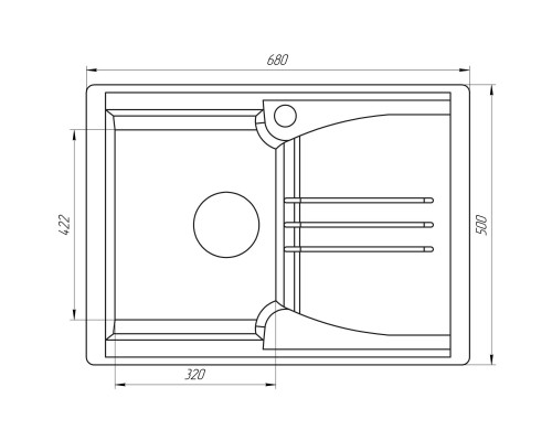 Гранітна мийка Globus Lux BALATON слонова кiстка 680х500мм