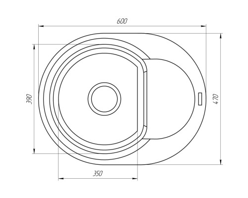 Гранітна мийка Globus Lux MORAINE білий 600х470мм-А0007