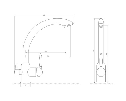 Змішувач для кухні під осмос Globus Lux LAZER GLLR-0777-9-BRONZE