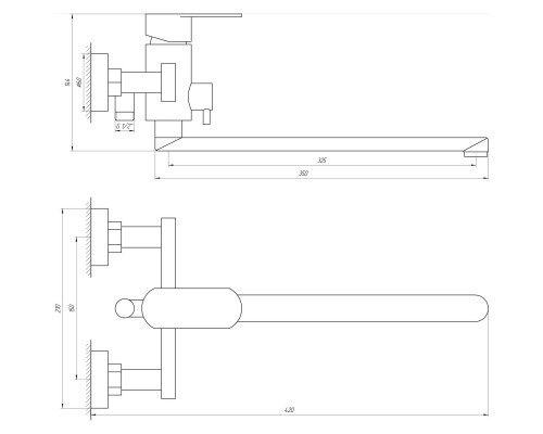 Змішувач для ванни Globus Lux SICILIA SQ-208