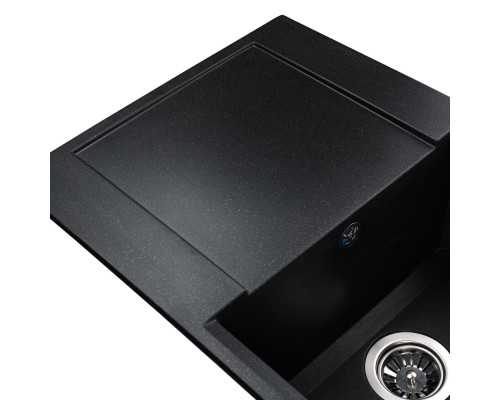 Гранітна мийка Globus Lux KOMO чорний металiк 790х500мм-А0001