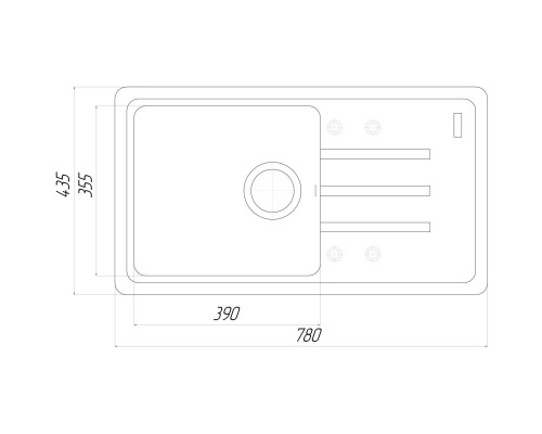 Гранітна мийка Globus Lux LUGANO сірий металік 780х435мм-А0003