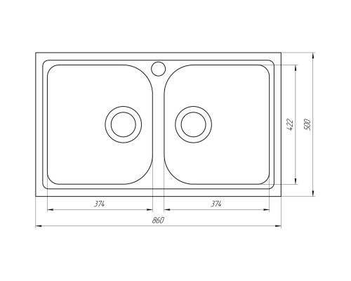 Гранітна мийка Globus Lux MALAREN сiрий камiнь 860x500мм-А0005