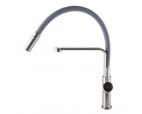 Змішувач для кухні Globus Lux DENVER Flex GDF-32-08-02 Сталь-Сірий Гофровилив, латунь