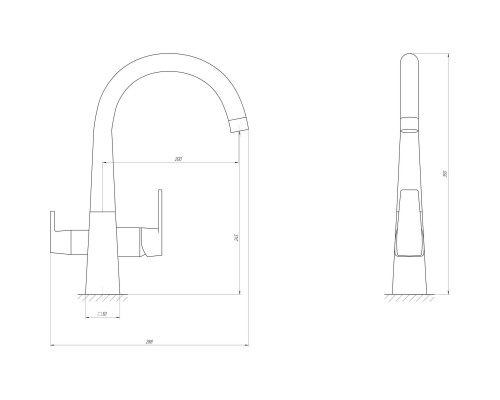 Змішувач для кухні під осмос Globus Lux LAZER GLLR-0999-10-BB