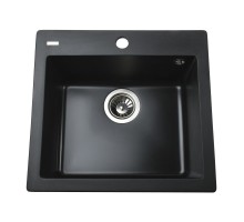 Гранітна мийка Globus Lux AOSTA чорний металiк 490x455мм-А0001