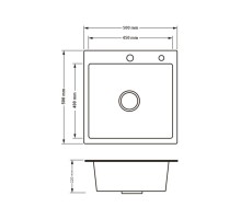 Кухонна мийка H5050G PVD вбудована 3.0/0.8 мм Brush, 500х500/215 мм, Grey Lidz