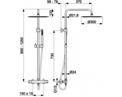 Душова система Armatura MOZA GOLD з термостатом MOZA GOLD , в ком-ті з душем 5736-920-31
