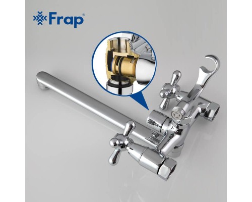 Змішувач для ванни FRAP F2225  двовент. довг. пл. вилив лат. корпус (хром)