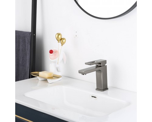 Змішувач для умивальника Gappo G1017-9 одноваж. лит. вилив лат. гайка Ø35 (сірий Gungrey)