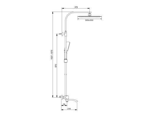 Душова система Gappo G2407-60 термостат 3х функц. одноваж. лат. (чорний)