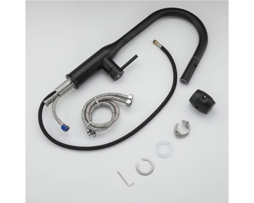 Змішувач для кухні Gappo G4398-46 одноваж. вис. вилив аератор 2 режими нерж. сталь гайка Ø35 (чорний)