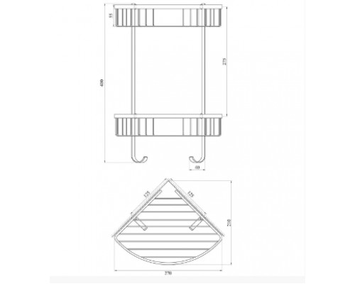 Поличка подвійна кутова TOPAZ 4124
