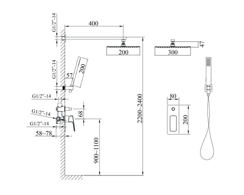 Змішувач для душу вбудований TOPAZ LEXI TLG 21205-H57