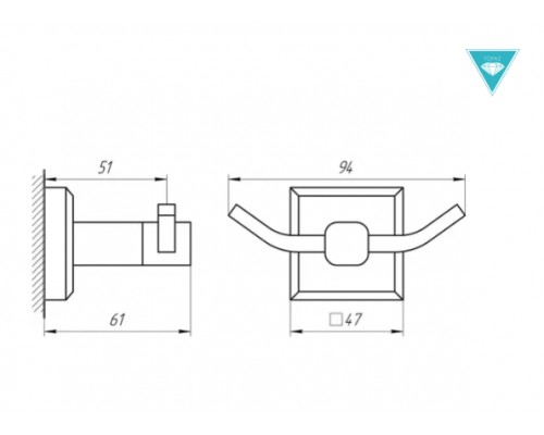 Гачок подвійний TOPAZ TКВ 9925
